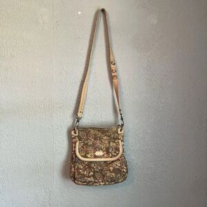 SakRoots Womens Crossbody Bird Print Leather Trim